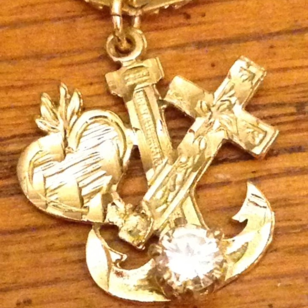 Unisex 32” Anchored n Christ Gold plated w/CZ